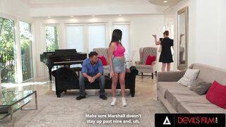 DEVILS FILM - Angry Man Cheats On His Wife By Cumming On The Sexy Babysitter's Face