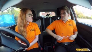 British ginger babe Ella Hughes gets her perfect pussy fucked during driving l