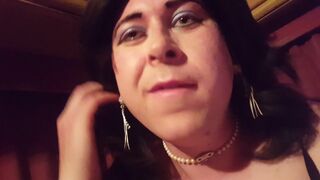 Sissy crossdresser slut Luce cum splattered and swallowing compilation