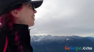 Muscled MILF Sucks in the Mountains