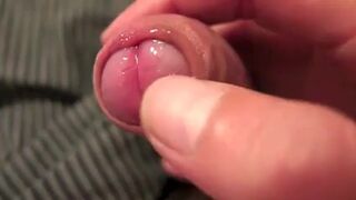 Uncut Foreskin Gaming Closeup with Cum