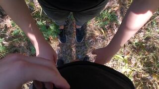 Nymphomaniac Blowjob and Sex in the Woods - Amateur Teen Creampie