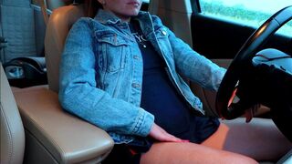 Redhead MILF Masturbates in Car