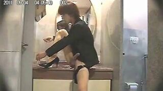 Asian Crossdresser Masturbates in a Public Bathroom