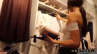 Risky Blowjob in the Dressing Room Amateur Teen