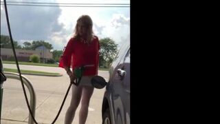 Crossdresser Fun at the Gas Station