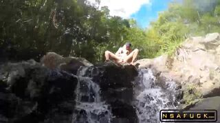 Flashing in Public Waterfall Leads to Pussy Fuck