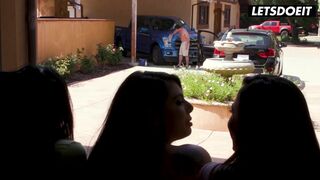 Gina Valentina, Karlee Grey and Cindy Starfall Dirty Foursome At The Car Wash