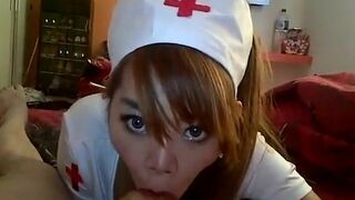 Asian Nurse Sucks Big Cock for a Facial