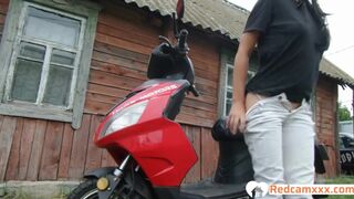 Biker Girl Takes Her Pants And Masturbates On A Motorcycle