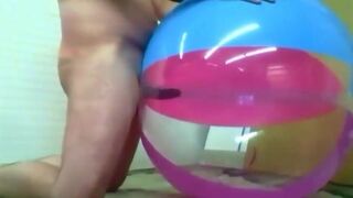 Daddy Plays with Inflatable Beach Ball Sex Toy