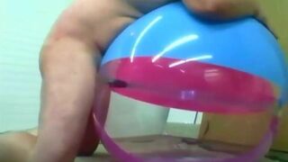 Daddy Plays with Inflatable Beach Ball Sex Toy