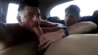 Latino Gay Couple's Steamy Car Blowjob