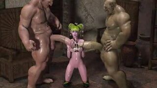 3D Busty Elf Girl Wrecked by Ogres!