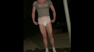 Sissyboy caught in diaper made to pee my self for neighbor girl