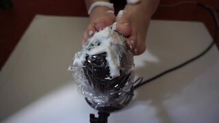18 yo virgin girl plays with shaving foam - ASMR