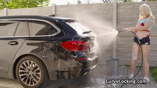 Titty fucking busty bikini car wash hottie