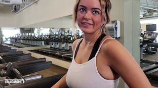 Real Amateur college girl at the gym takes me to her car to fuck in public parking garage.