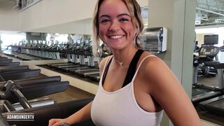 Real Amateur college girl at the gym takes me to her car to fuck in public parking garage.