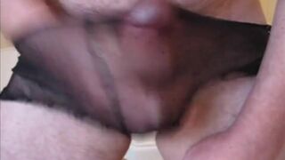 Cum on My Black Panties - Gay Crossdresser Handjob