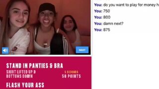 3 Girls flash boobs and ass to gain more points in  sex game