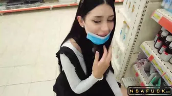 LUSH PLAYING IN PUBLIC BLOWJOB CUMSWALLOW