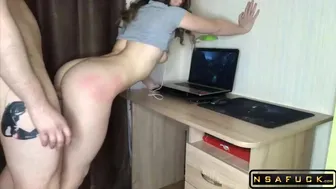 FUCKING CUTE Stepsister WHILE SHE TRIES TO PLAY