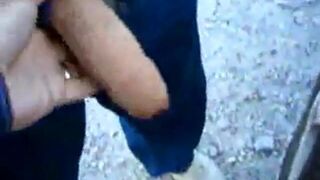 Outdoor Handjob with Silver Daddy