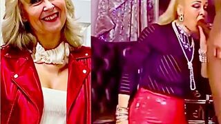 Slut Wife Looking Dirty in Her Shiny Ruuber Latex Skirt Sucking off a Big Cock Film