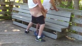 Daddies Have Outdoor Fun in Public Park