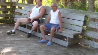 Daddies Have Outdoor Fun in Public Park