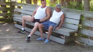 Daddies Have Outdoor Fun in Public Park