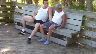 Daddies Have Outdoor Fun in Public Park