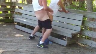 Daddies Have Outdoor Fun in Public Park