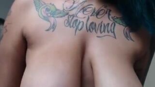 Big-Titted Tattooed Latina on Cam