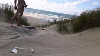 Exhibitionist Strokes Hard on the Beach