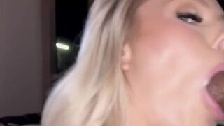 Hot Blonde Bimbo Sucks Her Boyfriend Off After Work