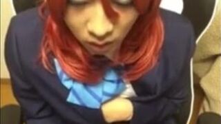 Asian Crossdresser Strokes Solo