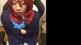 Asian Crossdresser Strokes Solo