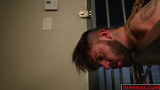 Rio has Buck Richards bound in rope bondage