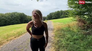 German amateur AnnaTravels sucks cock and gets fucked in the woods