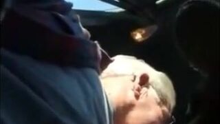 Blowjob in the Car with a Young Stud and an Older Gentleman