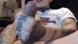 Latin Twink With Biggest Tattooed Cock Masturbates