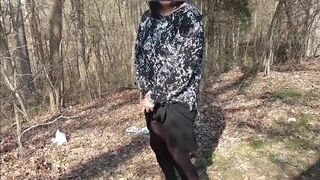 Outdoor Crossdresser Jane Plays with Sex Toy