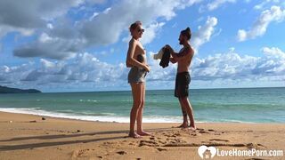 Enjoying the beach in the nude with hubby