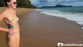 Enjoying the beach in the nude with hubby