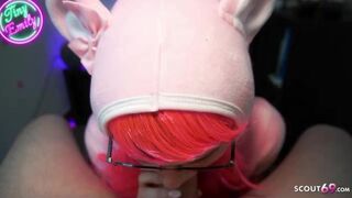 Cosplay POV Blowjob with German Teen