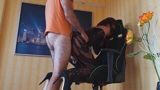 Multi-Orgasmic Office Worker's Hairy Pussy Leaks with Cum