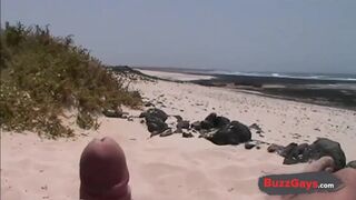 Beach Handjob Leads to Masturbation and a Nice Load