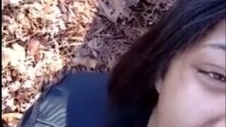 Ebony Beauty Gives Outdoor Blowjob